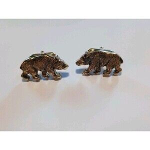 Vintage Anson Gold Tone Bear Cufflinks Men's Accessories